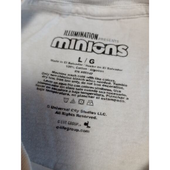 Mens Minions white T Shirt size L  Illumination  "Sarcastic" preowned - Picture 4 of 7